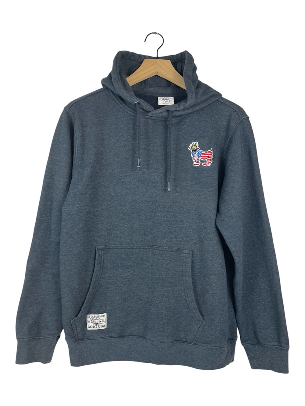 GOAT Men's Freedom Hooded Sweatshirt Slate Blue Goat Patch Sz M